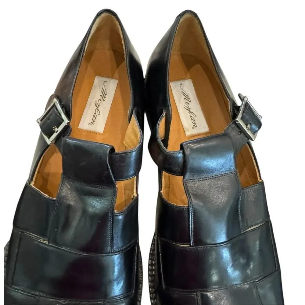 New Mezlan Hash-Lea Black Leather Fisherman’s Men's Shoes Sandals 13
